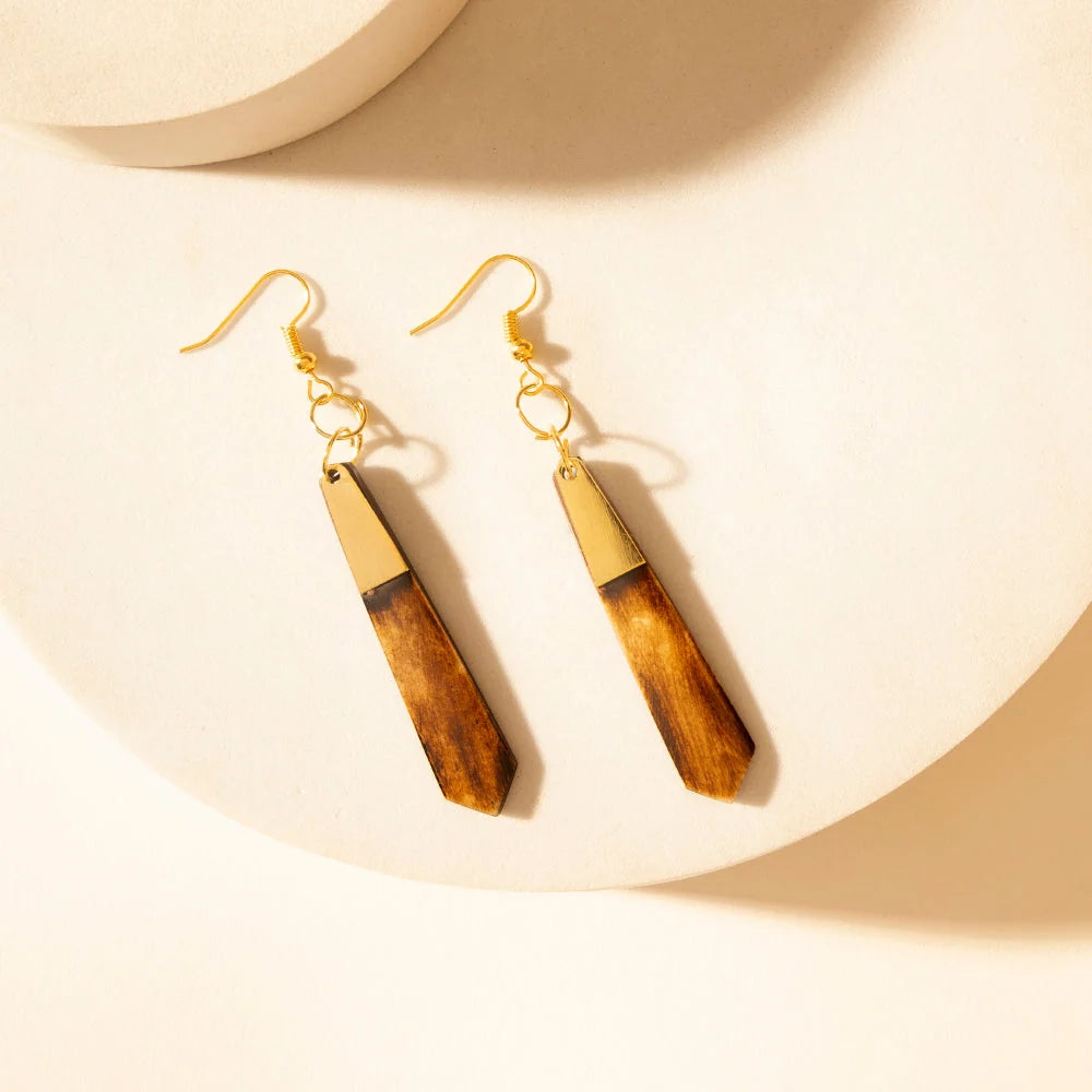 Myra Brindle Trail Drop Earrings Smoke Tan
