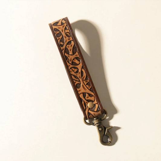 Myra Ranger's Call Handtooled Leather Keyfob Mocha Brown