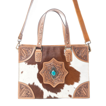 Myra Desert Jewel Handtooled Hairon Leather CC Timber Brown
