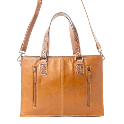 Myra Desert Jewel Handtooled Hairon Leather CC Timber Brown