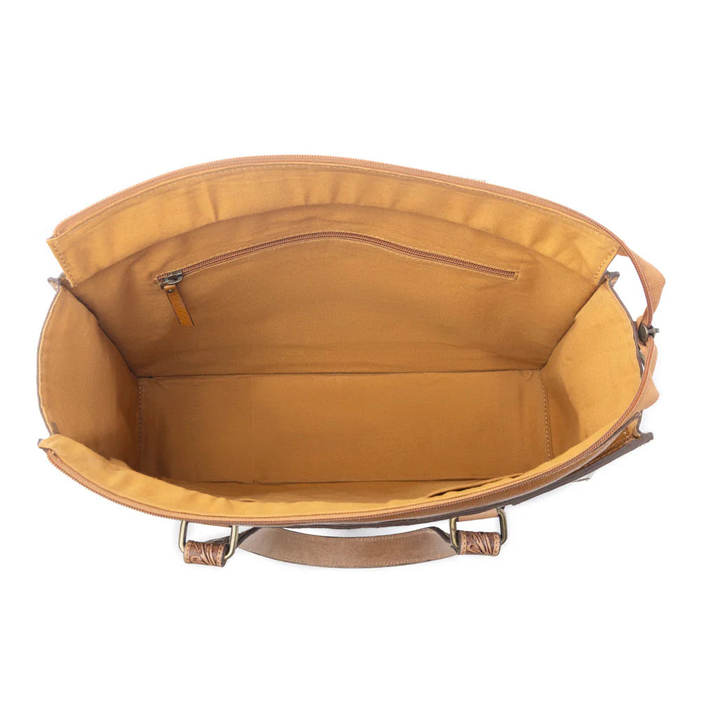 Myra Desert Jewel Handtooled Hairon Leather CC Timber Brown