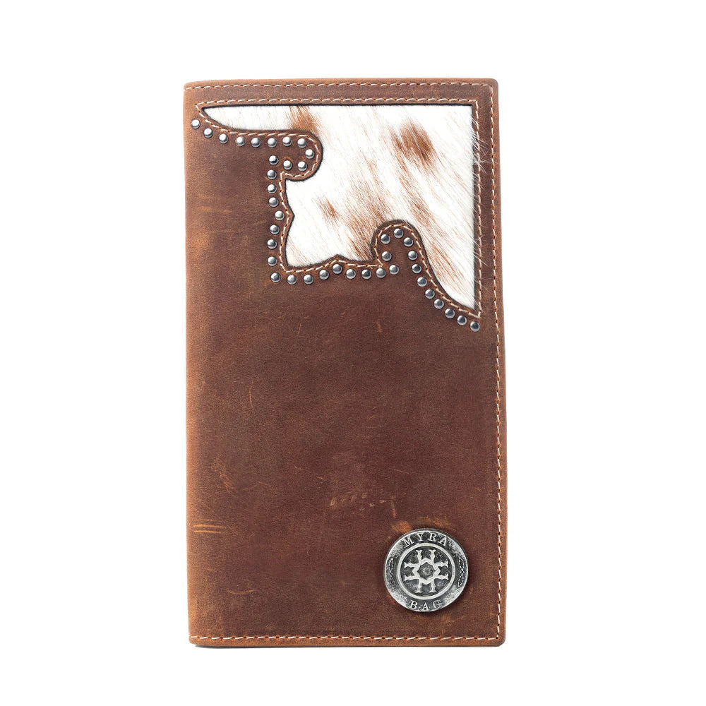 Myra Lariat Crest Hairon Leather Wallet For Men Rustic Chrome