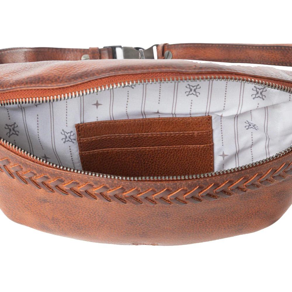 Myra Zidana Amarillo Handstitched Fanny Pack Crimson Storm