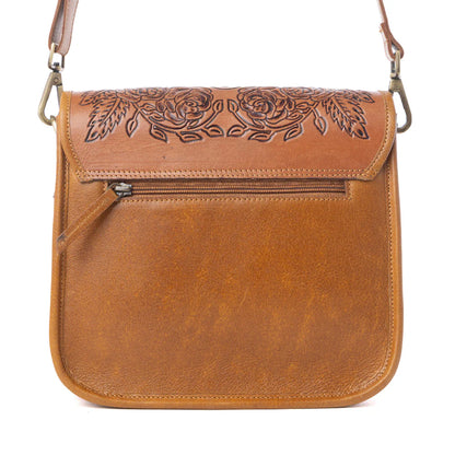 Myra Cedar Range Handtooled Hairon Buckle Chesnut Ivory