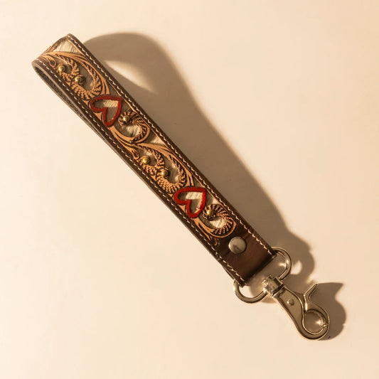 Myra Wildhue Western Keyfob Brown/Hearts