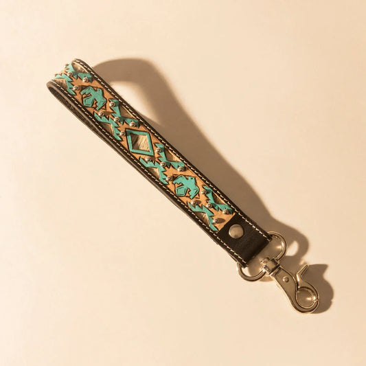 Myra Wildhue Western Key Fob in Black with Turquoise