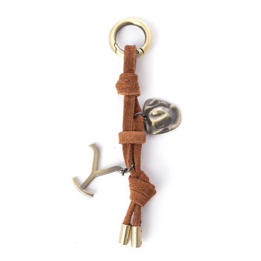 Myra Yellowstone Lariat Loop Leather Key Fob In Warm Ochre