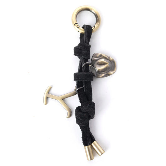 Myra Yellowstone Lariat Loop Leather Key Fob In Midnight Onyx