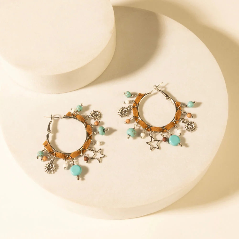 Myra Corral Charm Hoop Earrings Sky Vein
