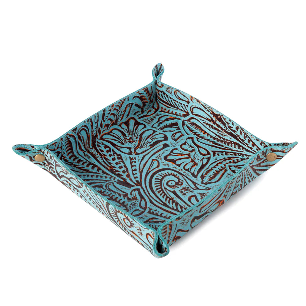 Copperwind Leather Tray Aqua