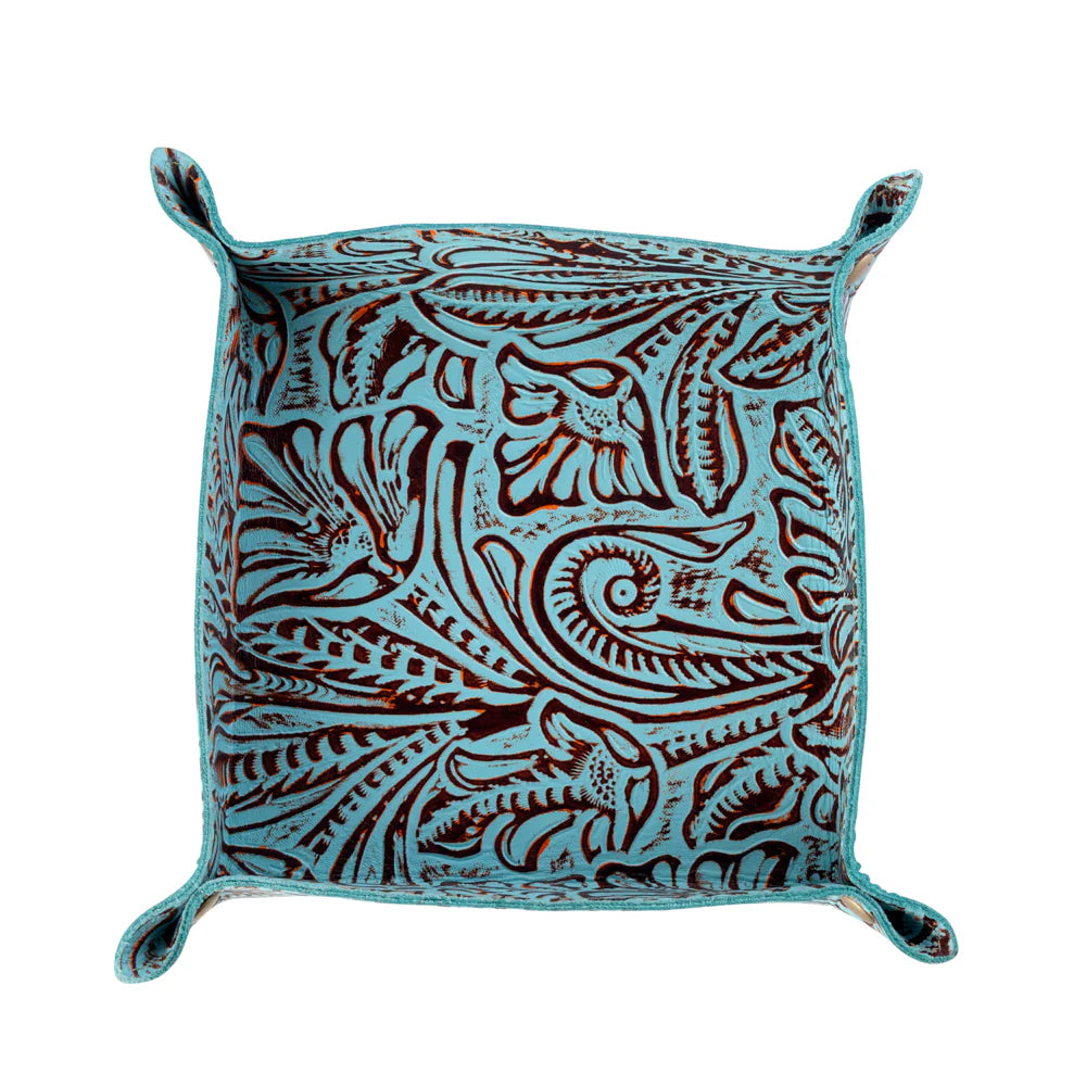 Copperwind Leather Tray Aqua