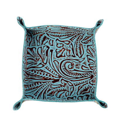 Copperwind Leather Tray Aqua