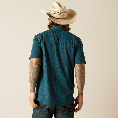 Ariat Retro Button Short Sleeve Shirt Blue Ridge
