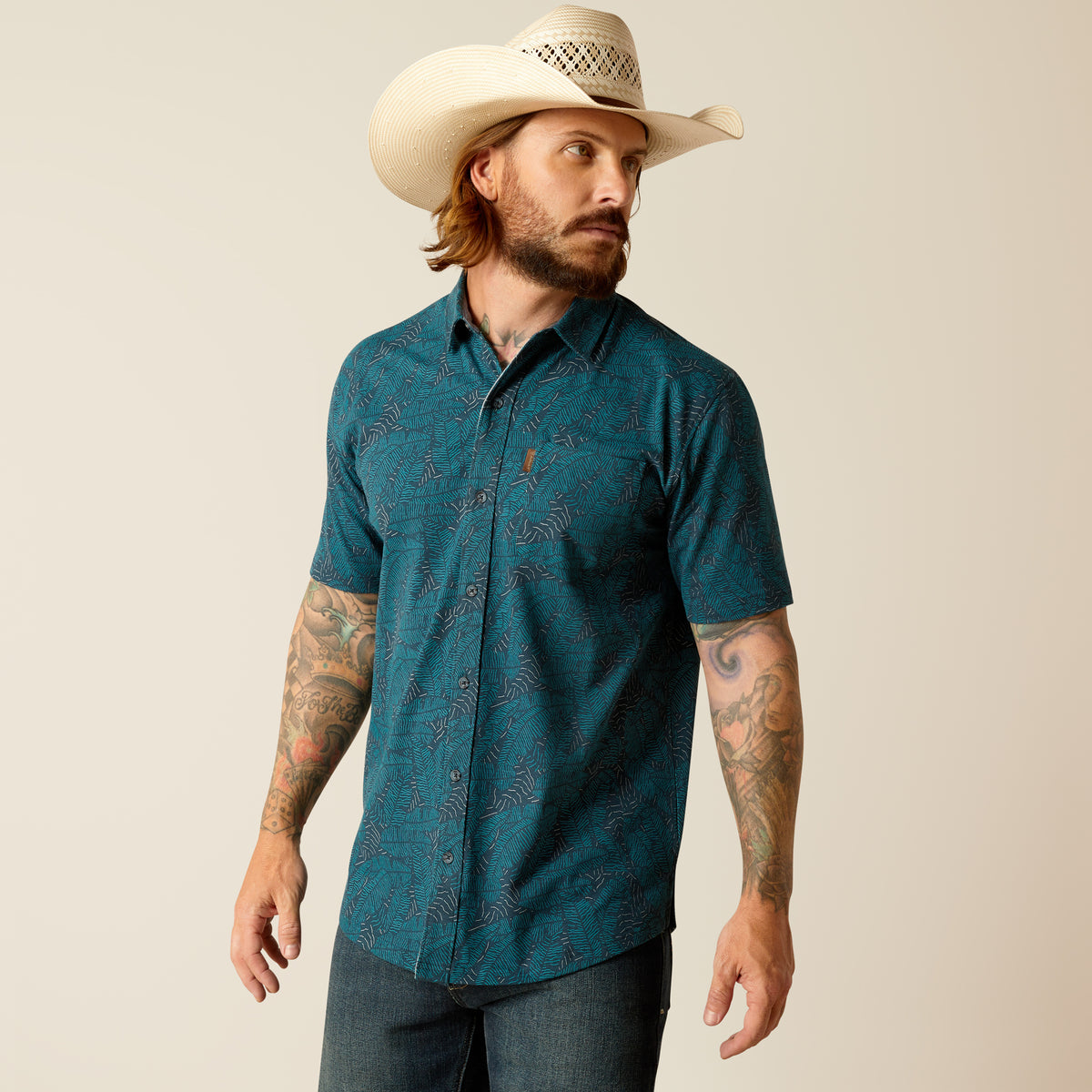 Ariat Retro Button Short Sleeve Shirt Blue Ridge