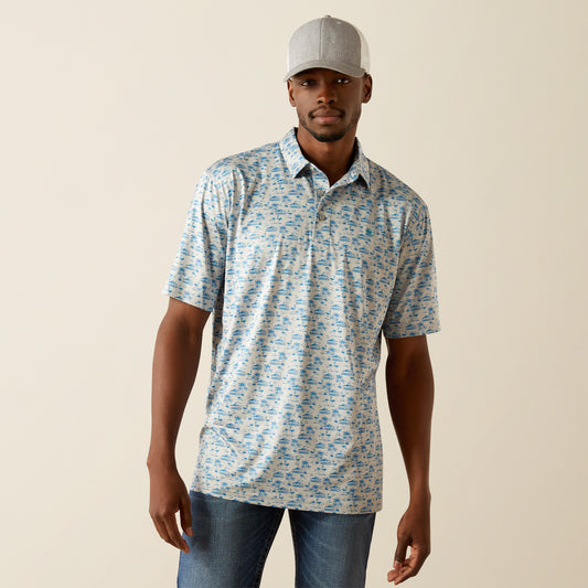 Ariat Charger 2.0 Printed Polo Grey Heather