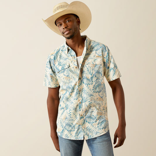 Ariat Venttek Outbound Short Sleeve Shirt Khaki Palm Print