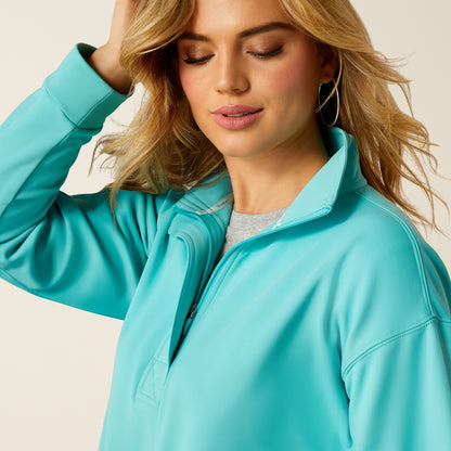 Ariat Breeze Logo 1/2 Zip Sweat Shirt Blue Turquoise