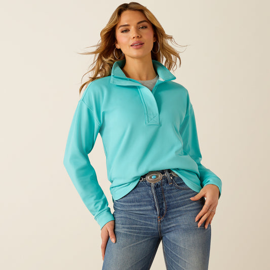 Ariat Breeze Logo 1/2 Zip Sweat Shirt Blue Turquoise