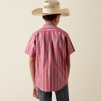 Ariat Kids Pro Series Bobby Shirt Hibiscus Red Stripe