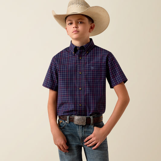 Ariat Kids Pro Series Bernard Shirt Evening Blue Check