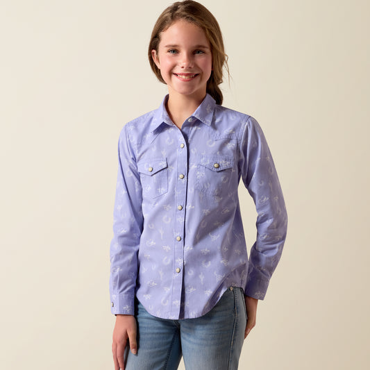 Ariat Kids Western Motifs Shirt Western Lavender