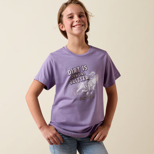 Ariat Kids Ariat Dirt Is Glitter T-Shirt Lavender