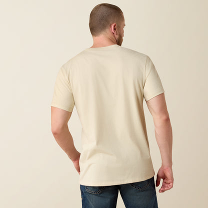 Ariat Mens Ariat Land Of The Free Farm Shield Classic Fit T Shirt Natural