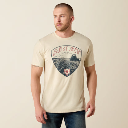 Ariat Mens Ariat Land Of The Free Farm Shield Classic Fit T Shirt Natural