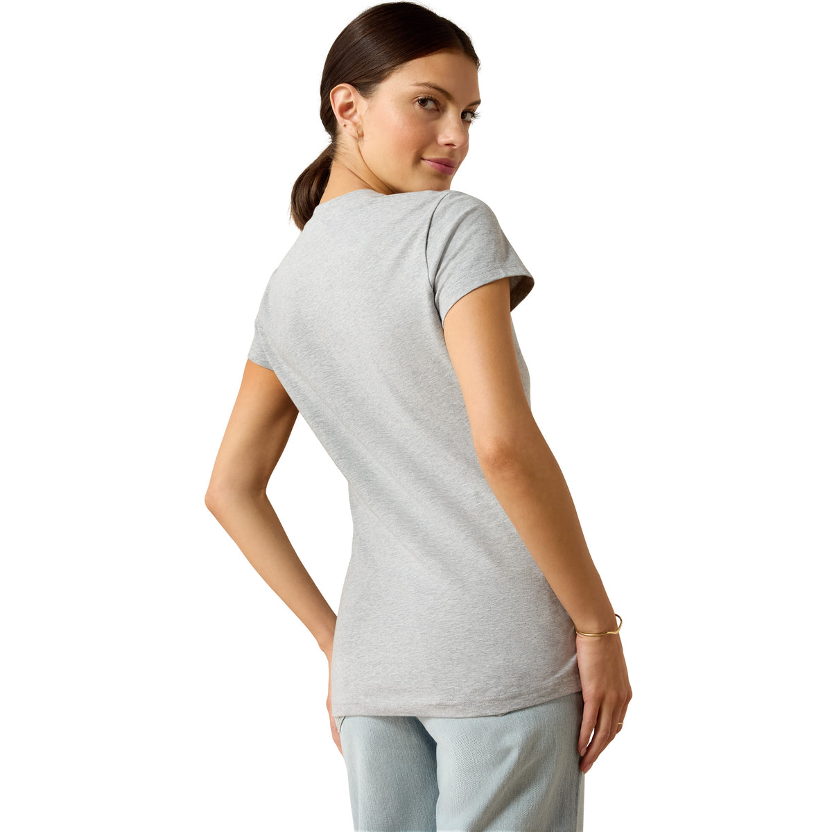 Ariat Ladies Vertical Logo T-Shirt Heather Grey