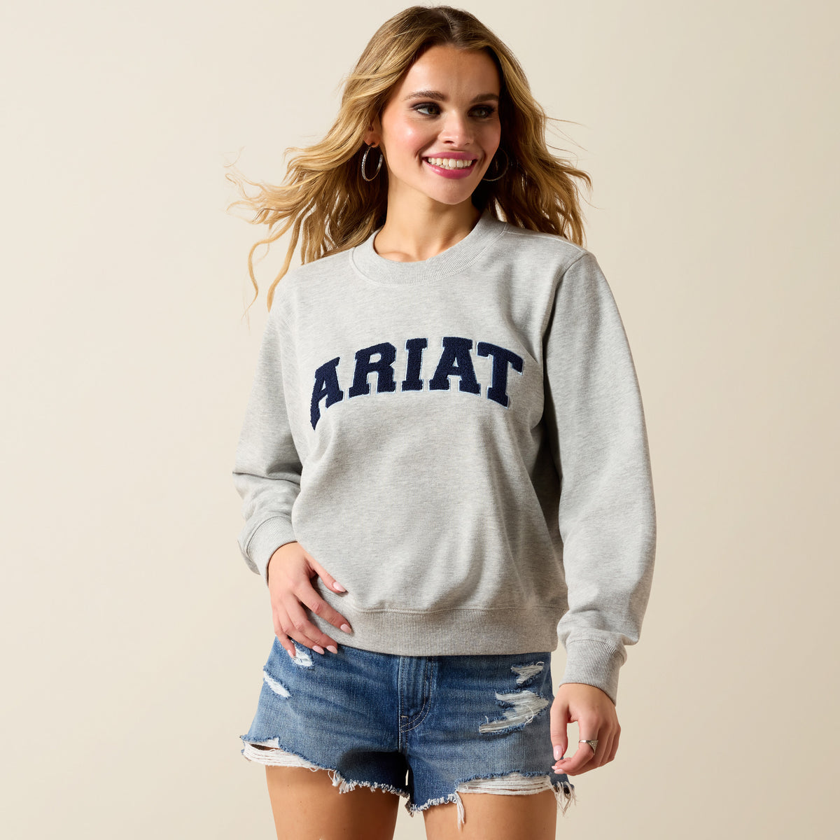 Ariat Ladies Essential Crew Sweatshirt Light Heather Grey