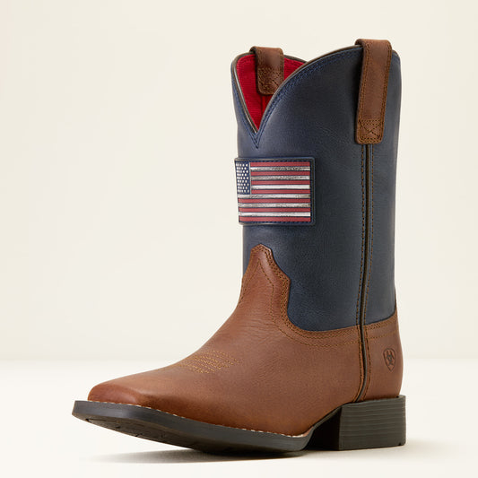 Ariat Kids Freedom Rider Wide Square Toe Western Boot Hickory Smoke
