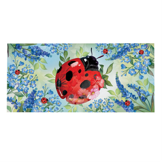 Evergreen Pollinator Garden Blue Florals Ladybug Sassafras Swith Mat