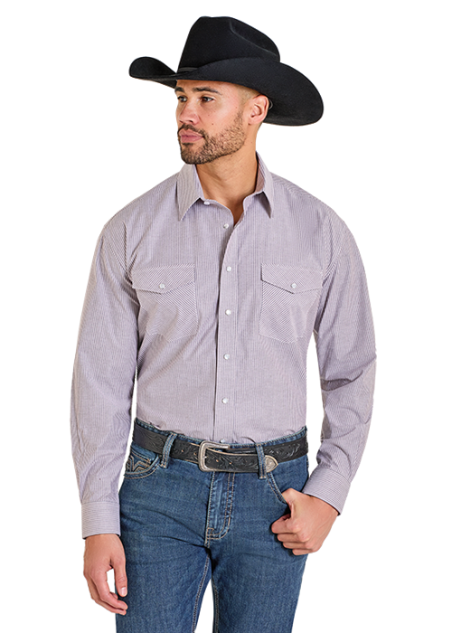 Rock & Roll Long Sleeve 1 Pocket Black Pinstripe Shirt