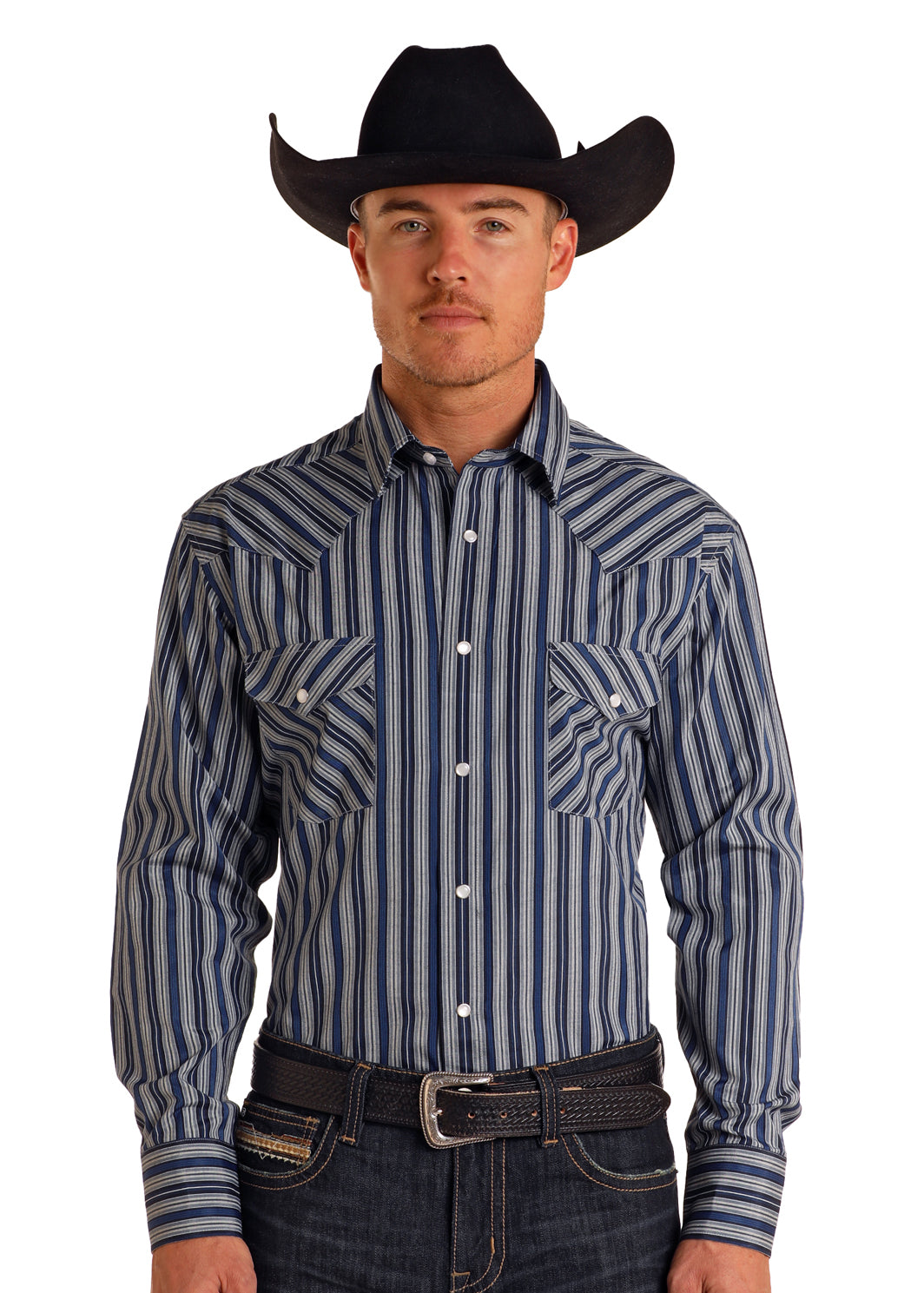 Rock & Roll Vertical Stripe Shirt Blue