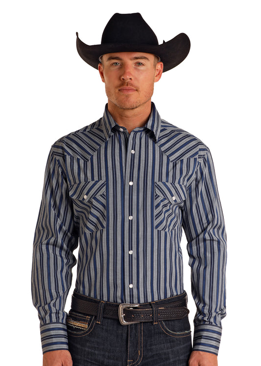 Rock & Roll Vertical Stripe Shirt Blue