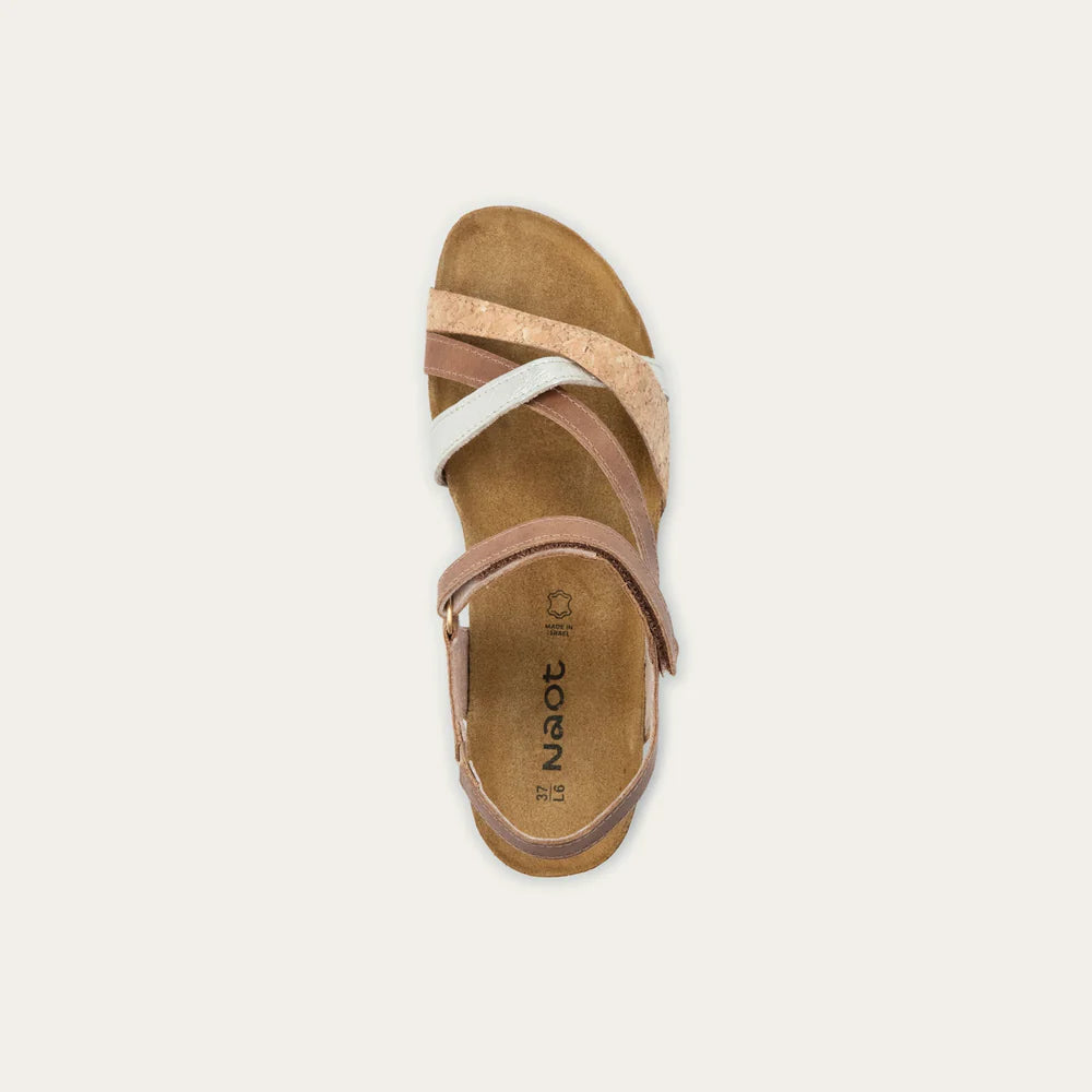 Naot Sophia Gold Cork Latte Brown