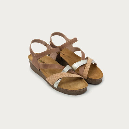Naot Sophia Gold Cork Latte Brown