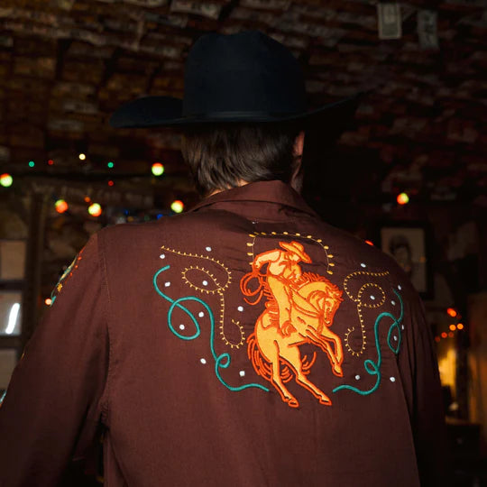 Sendero Show Pony Embroidered Western Pearl Snap Long Sleeve Shirt Electric Brown