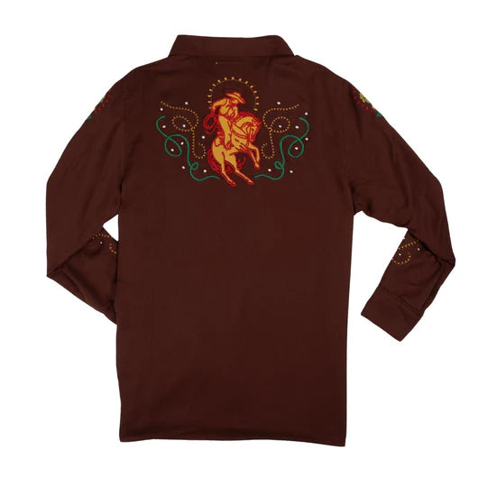 Sendero Show Pony Embroidered Western Pearl Snap Long Sleeve Shirt Electric Brown