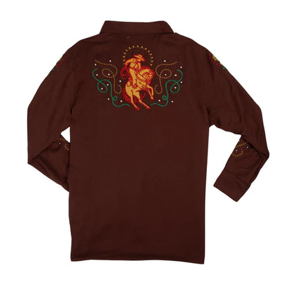 Sendero Show Pony Embroidered Western Pearl Snap Long Sleeve Shirt Electric Brown