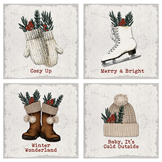 Carson Coaster Square House Coaster Set Winter Pine
