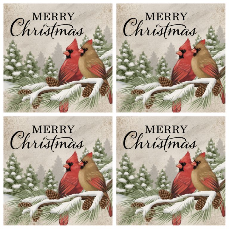 Carson Coaster 4 Square 4 Piece Cardinals