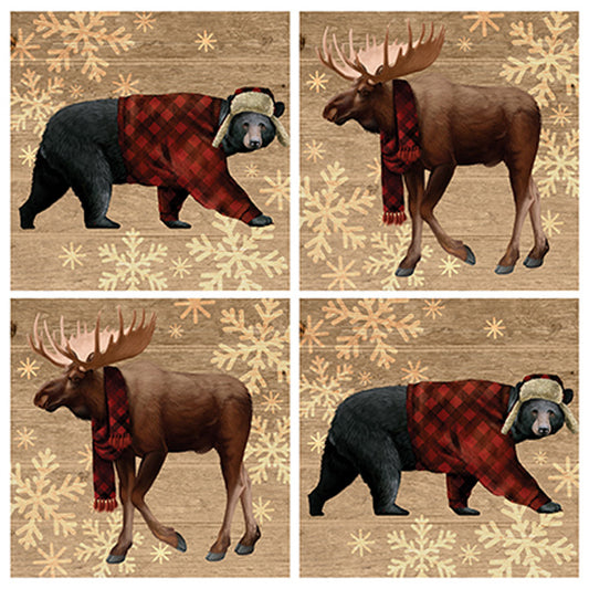 Carson Coaster 4 Square 4 Piece Christmas Lodge