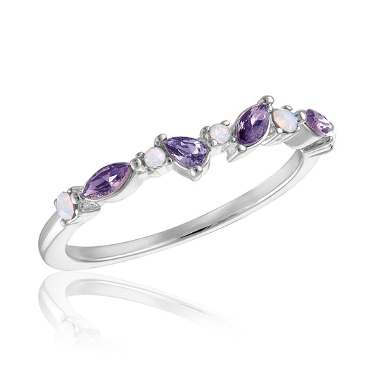 Multi Cut Lavender & Opal Stack Ring