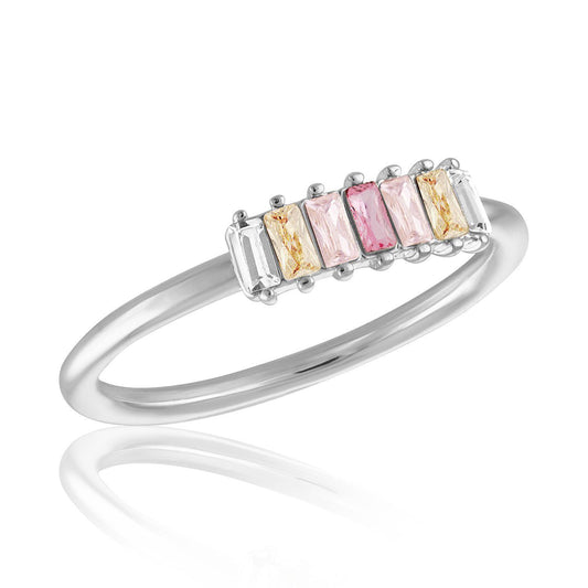 Vertical Pink Transitional Mini Baugette Stack Ring