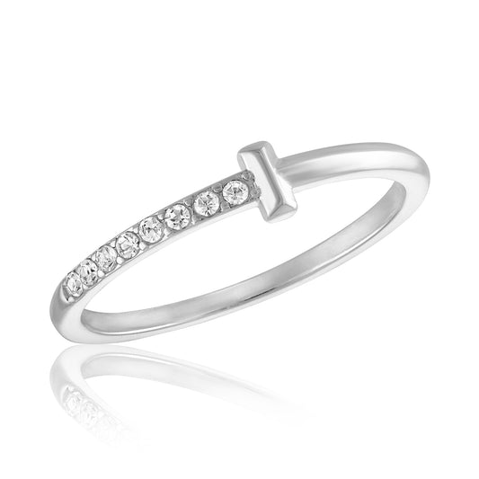 Half CZ "T" Stack Ring