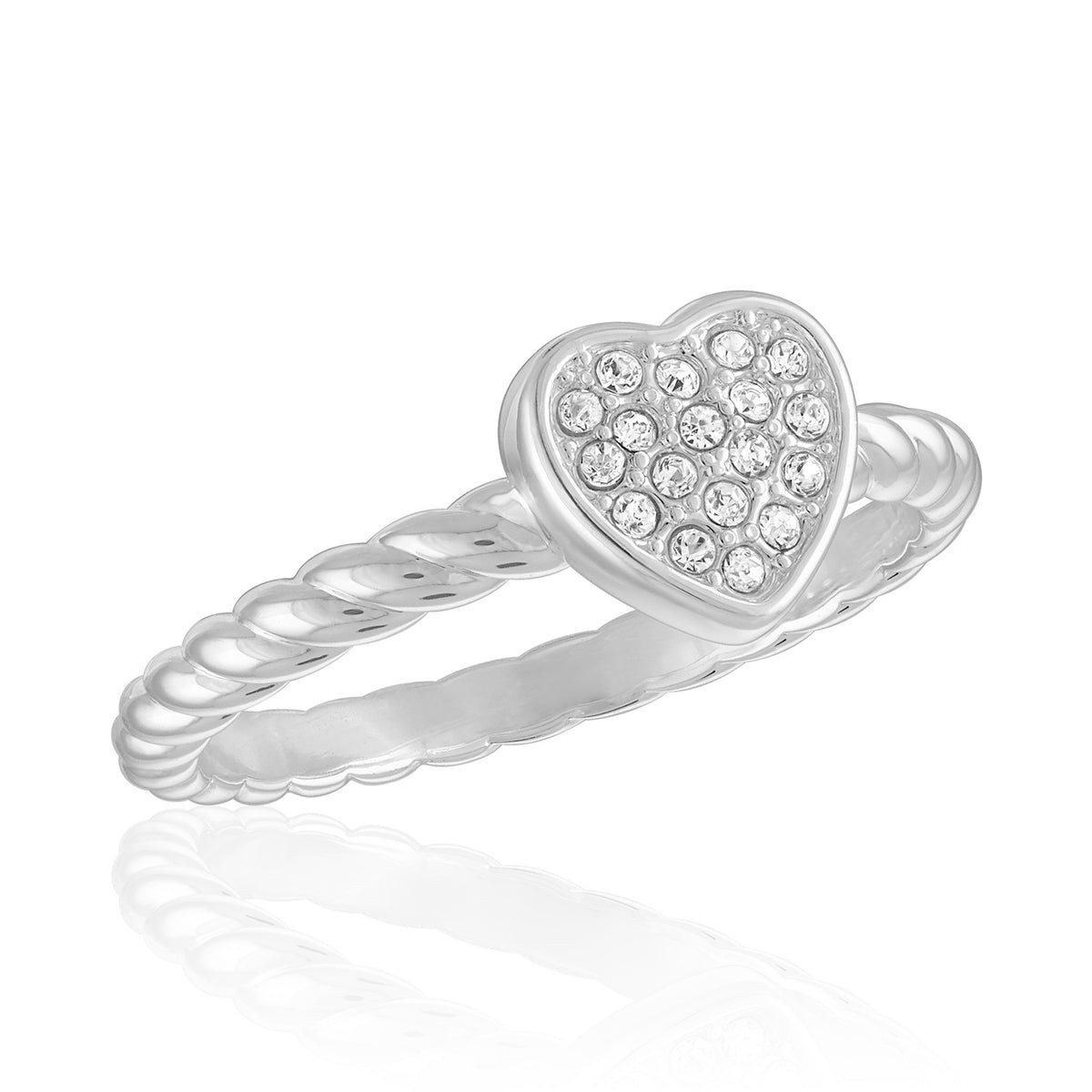 CZ Heart With Twisted Band Stack Ring