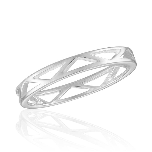 Cut-out Geometric Band Stack Ring