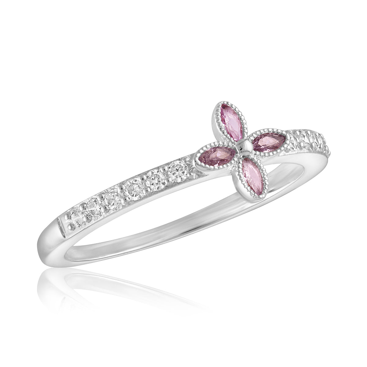 CZ Rose Flower Stack Ring