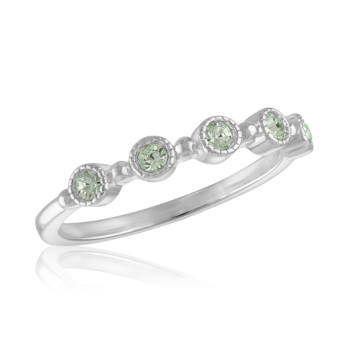 Chrysolite Round Eternity Band Stack Ring